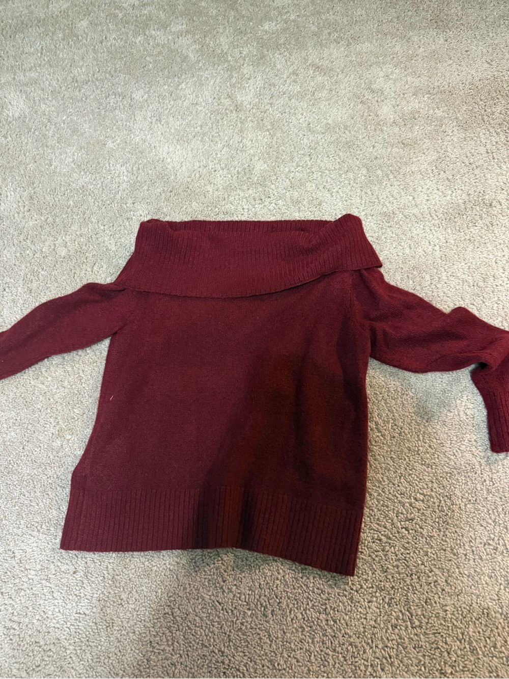 crown & ivy Off-the-Shoulder Burgundy Knit Sweater